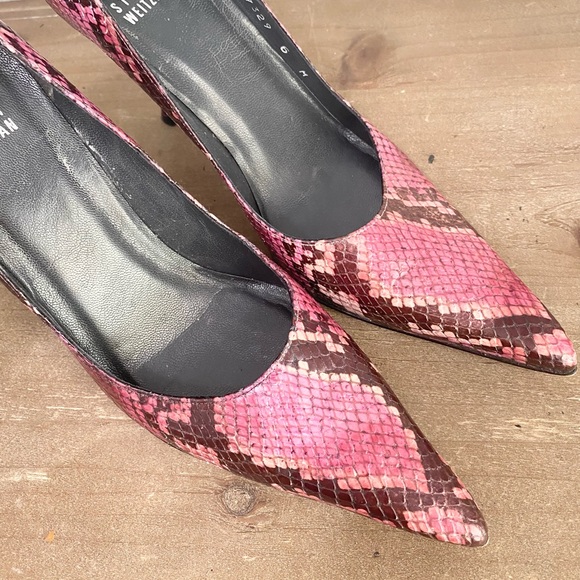 Stuart Weitzman Snake Print Heels Pink Size 6 - Picture 3 of 8